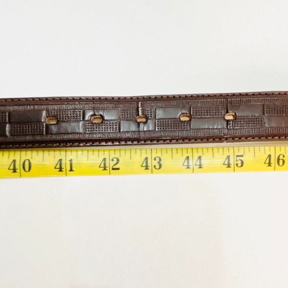 Mens Belt Xl Waist Brown Textured Pattern Genuine Leather - Picture 9 of 11